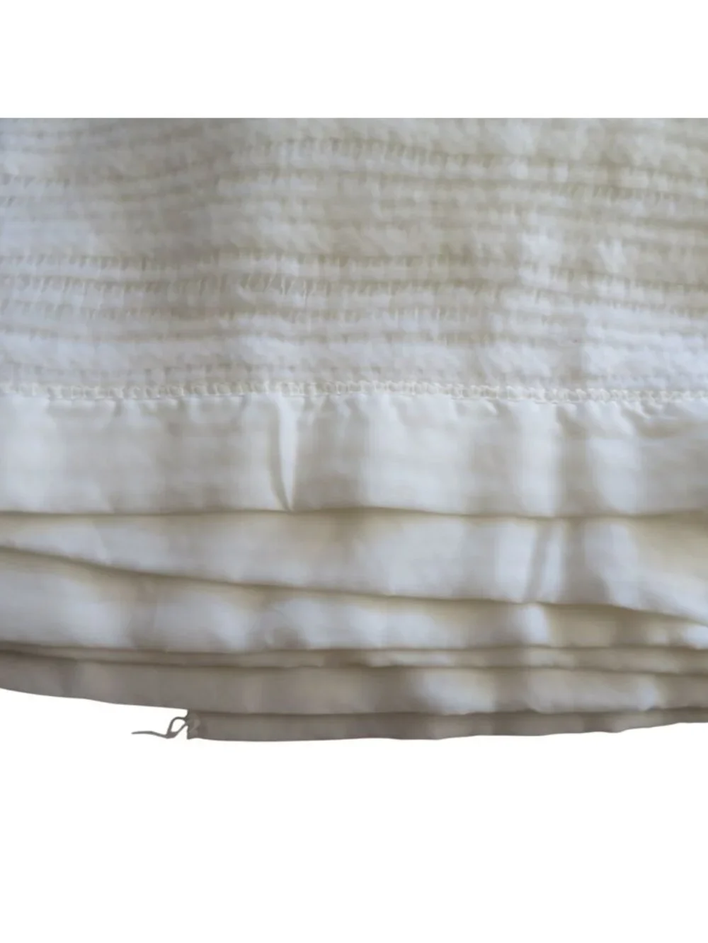 Vintage White Acrylic Waffle Weave Twin Blanket Satin Trim Made in USA